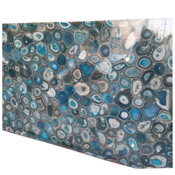 Natural luxury decoration polished stone slabs blue marble agate